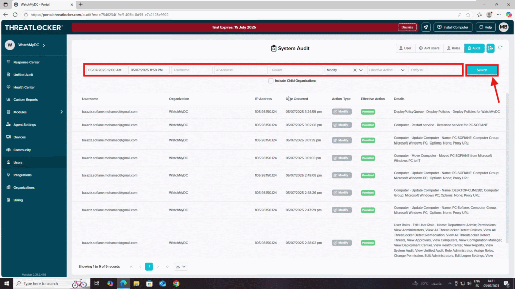 monitor user activity in threatlocker
