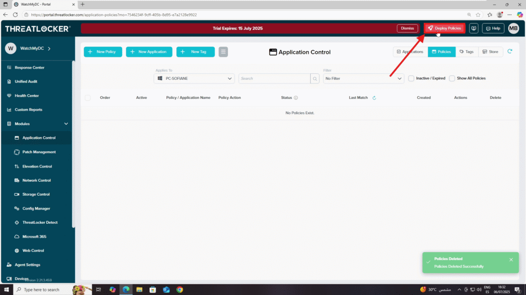 1003 reset policies to default in ThreatLocker
