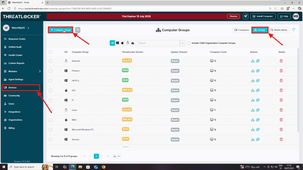 create a computer group in ThreatLocker