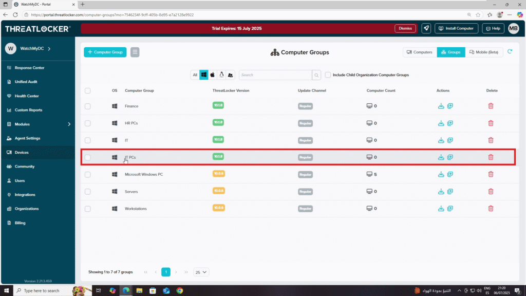 create a computer group in ThreatLocker